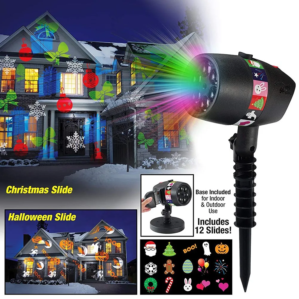 

Star Slide Projector Light +12 Full Color Slides for Xmas Halloween Holiday Party ALI88