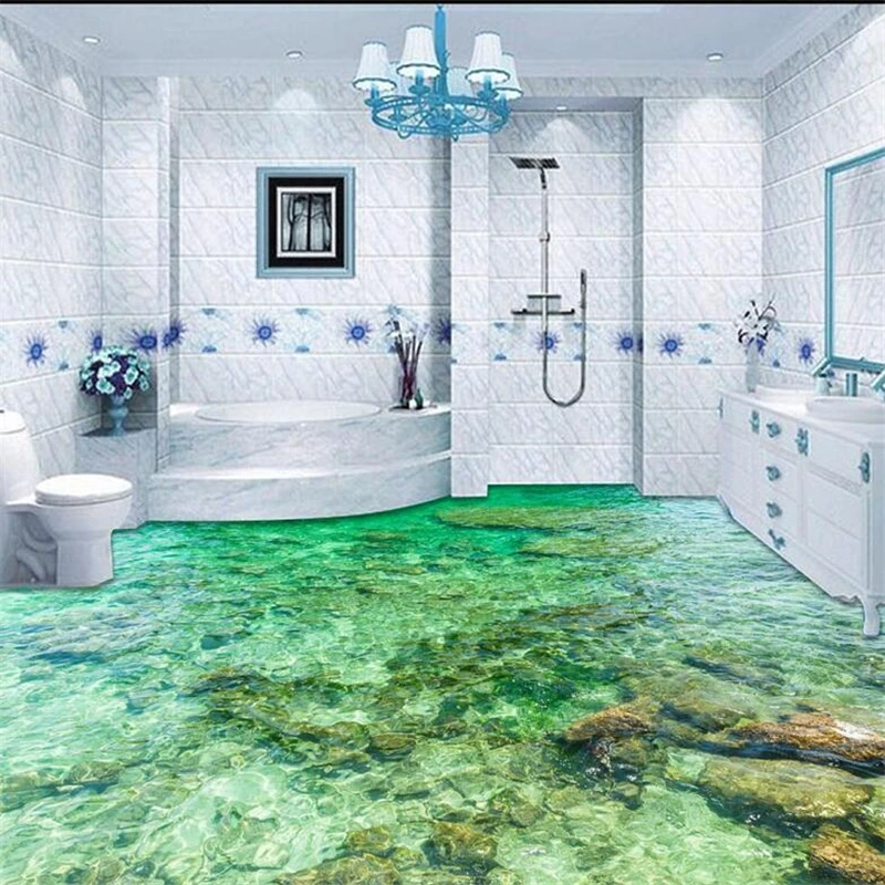 

beibehang Custom flooring 3d large aesthetic beautiful sea water ripple 3D living room bedroom shopping mall flooring wall paper