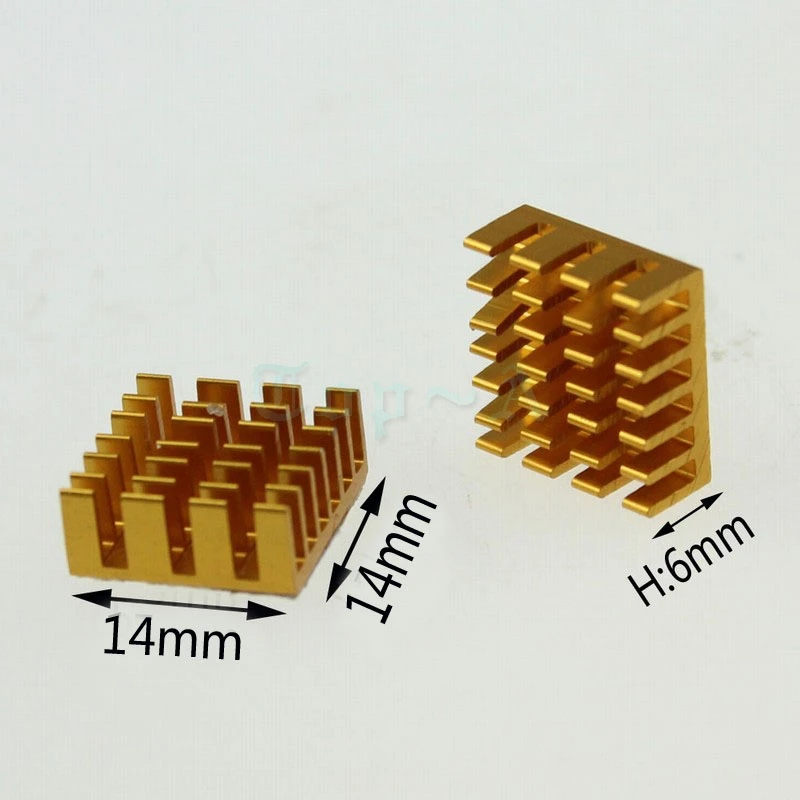 Gdstime 10 шт. 14x14x6 мм Мини Алюминиевый Золотой теплоотвод для ноутбука ноутбук микросхема маршрутизатор видео ram память 14 мм x 6 мм