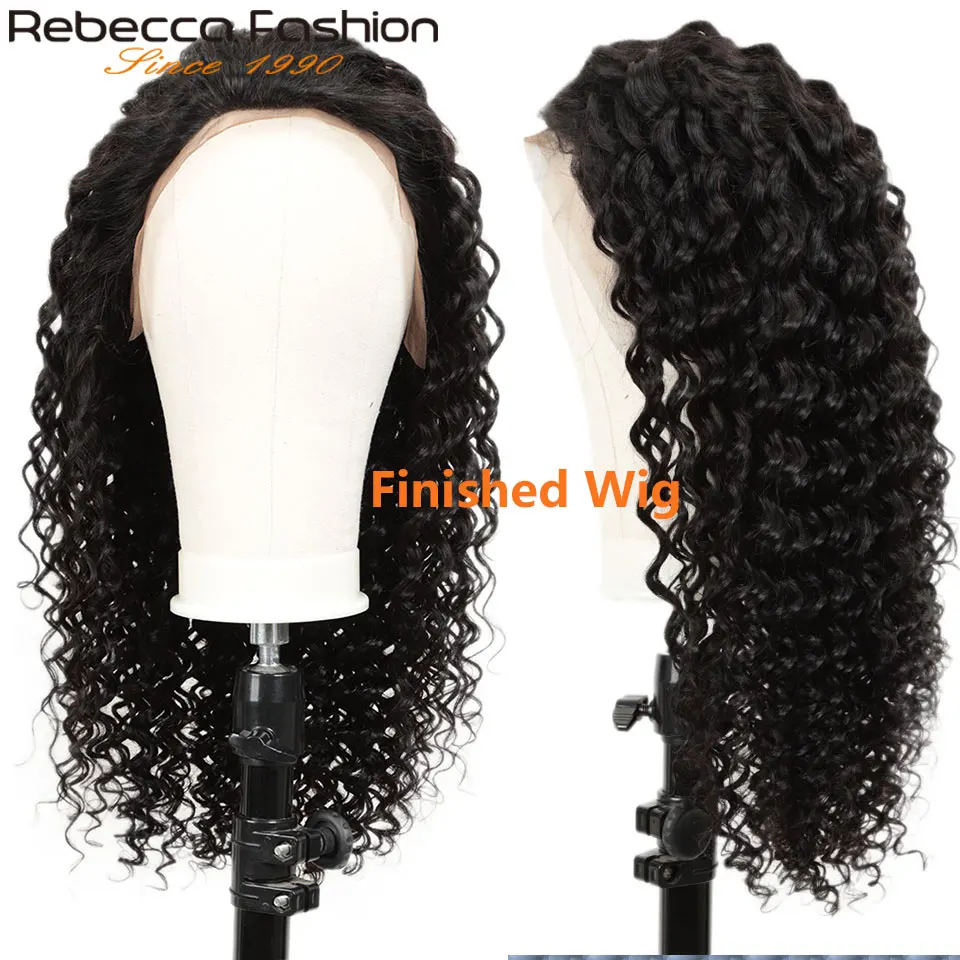 

Rebecca High Density Wig Lace Frontal Human Hair Wig Customized 8 To 28 Inch Deep Wave Wig Human Hair By Remy Brazilian Hair