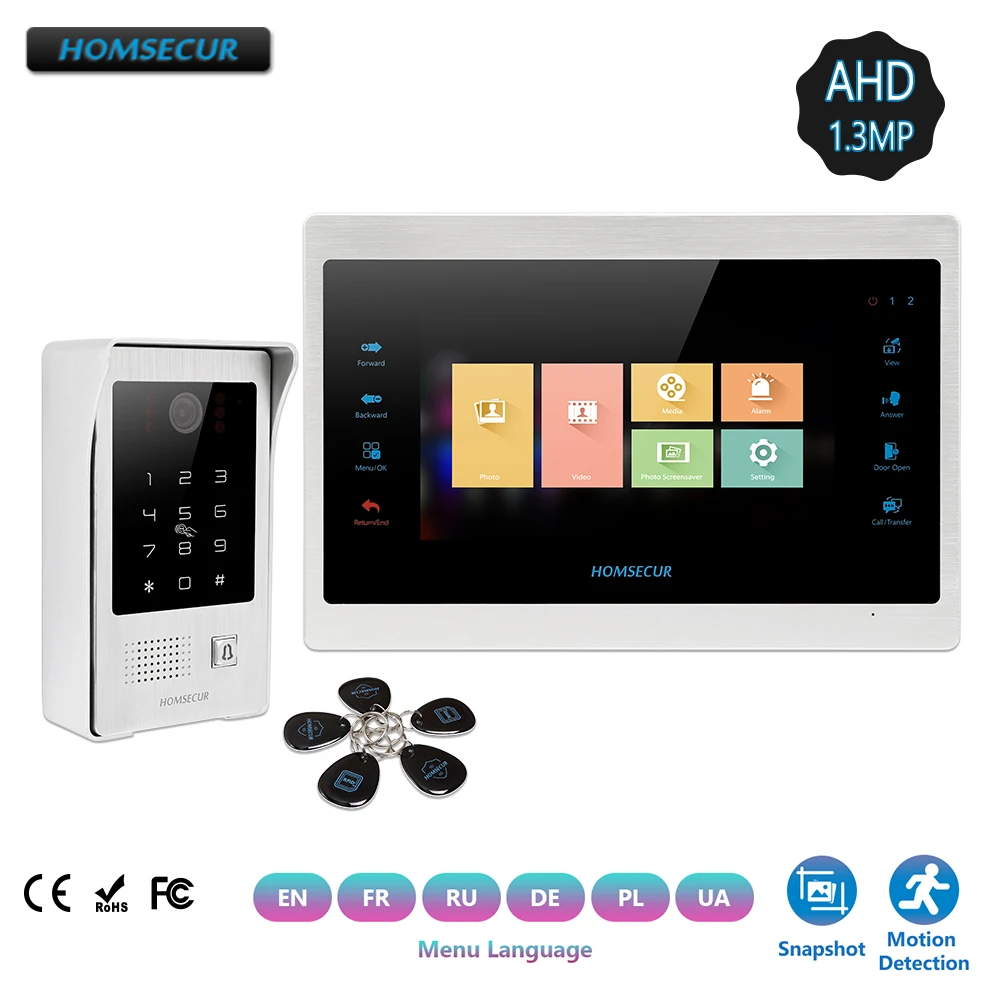 HOMSECUR 4 Wire 7" AHD 1.3MP Video&Audio Smart Doorbell with Outdoor