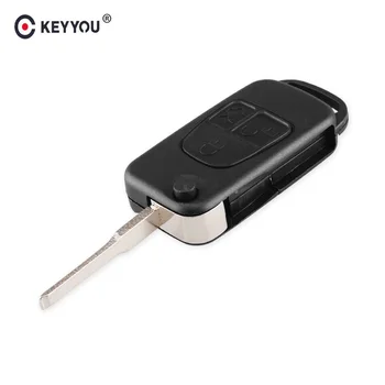 

KEYYOU 3 Buttons Flip Remote Car Key Shell With HU64 Blade For Mercedes Benz MERCEDES BENZ ML SL S C Switchblade Key Case