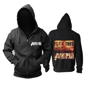 

Bloodhoof Asking Alexandria Heavy metal Post-hardcore zipper black Hoodie All :S-XXL Asian Size