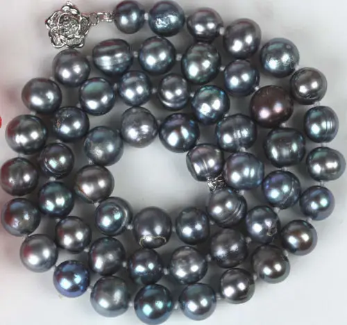 

Free Shipping >>New7-8mm Black Color Cultured Freshwater Pearl Necklace 18