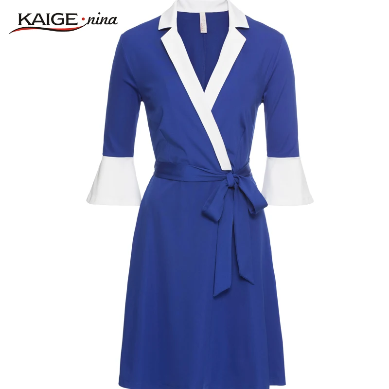 Knit Dress Office Lady Black Cascading Ruffle Bow Notched Flare Butterfly Sleeve Above Knee, Mini Woman casual dress 19090