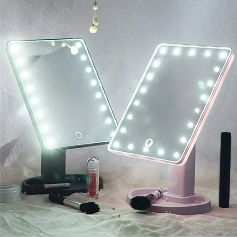 Espejo de aumento con 22 luces LED para tocador, espejo de maquillaje con  rotación de 360, cosmético|Iluminación novedosa| - AliExpress