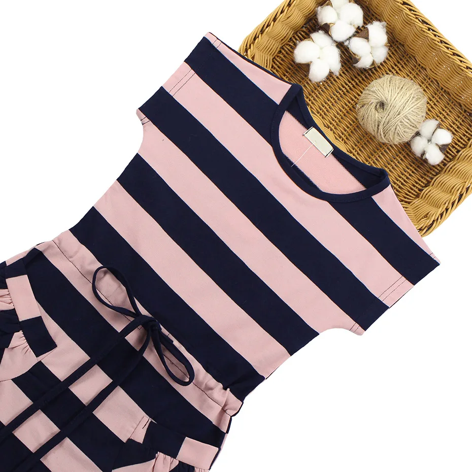 Girls Striped Summer Dress Casual Style Teenage Kids Clothes 6 8 10 12 13 14 Year girls dress kids clothes