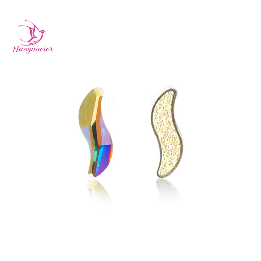 

NUOYIMEIER 288pcs 2x9mm Wave Crystal AB Non Hotfix Shaped Rhinestone Decoration For Nail Art Shoes Decoration Set for Manicure
