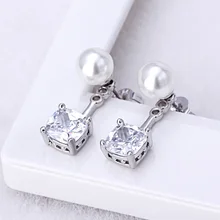 925 пробы серебряные ювелирные изделия AAA Циркон Стразы капли воды серьги гвоздики для женщин Букле д 'Орель Pendientes VES6246