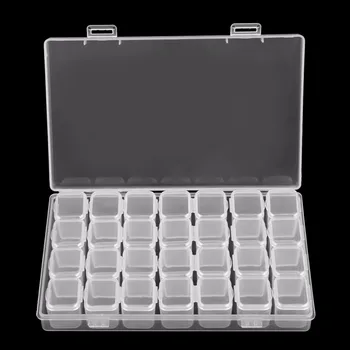 

28 Slots Clear Plastic Empty Storage Box for Nail Art Manicure Tools Jewelry Beads Display Storage Case Organizer Holder