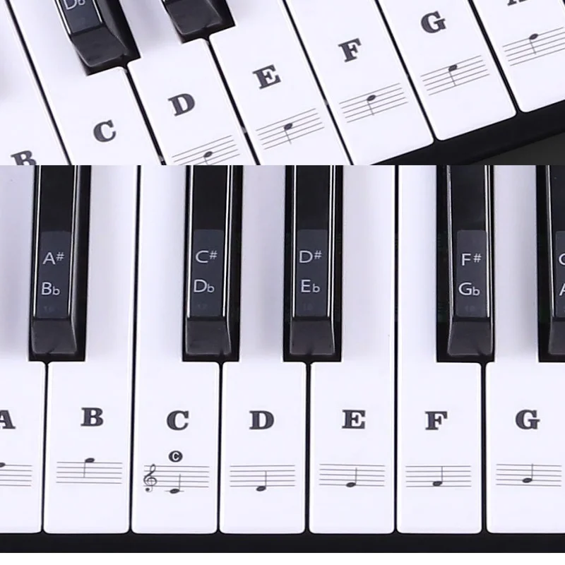 Фортепианная наклейка прозрачная, в форме рояля Клавиатура ПВХ наклейка 54/6188 клавиша пианино Stave электронная клавиатура Примечание наклейка для белых клавиш