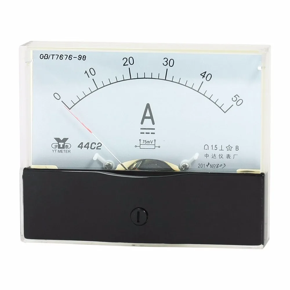 

44C2 Analog DC Ammeter 50A/75mV Ammeter Mechanical Header Panel Meter Tester Amperemeter