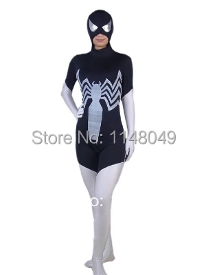 Черно-белый костюм Человека-паука из спандекса костюм супергероя