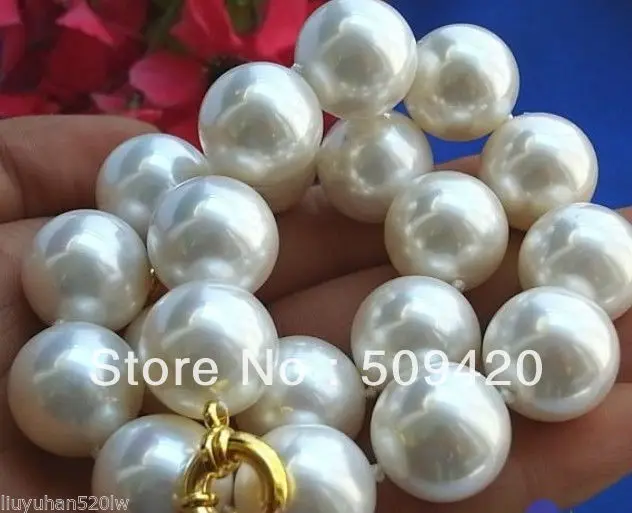 

Free Shipping Wholesale>Rare Huge 20mm south sea White Shell Pearl Necklace AAA