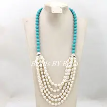 Индийские нигерийские Свадебные африканские бусы ювелирные изделия Модные Новые жемчужные бусы ожерелье набор женский костюм ювелирный набор ABY838