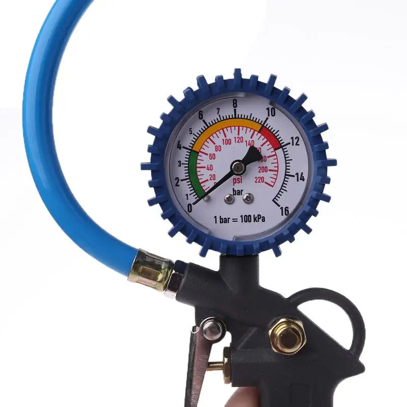 

1/4" BSP Air Line Tyre Inflator Pressure Gauge + Clip On Connector