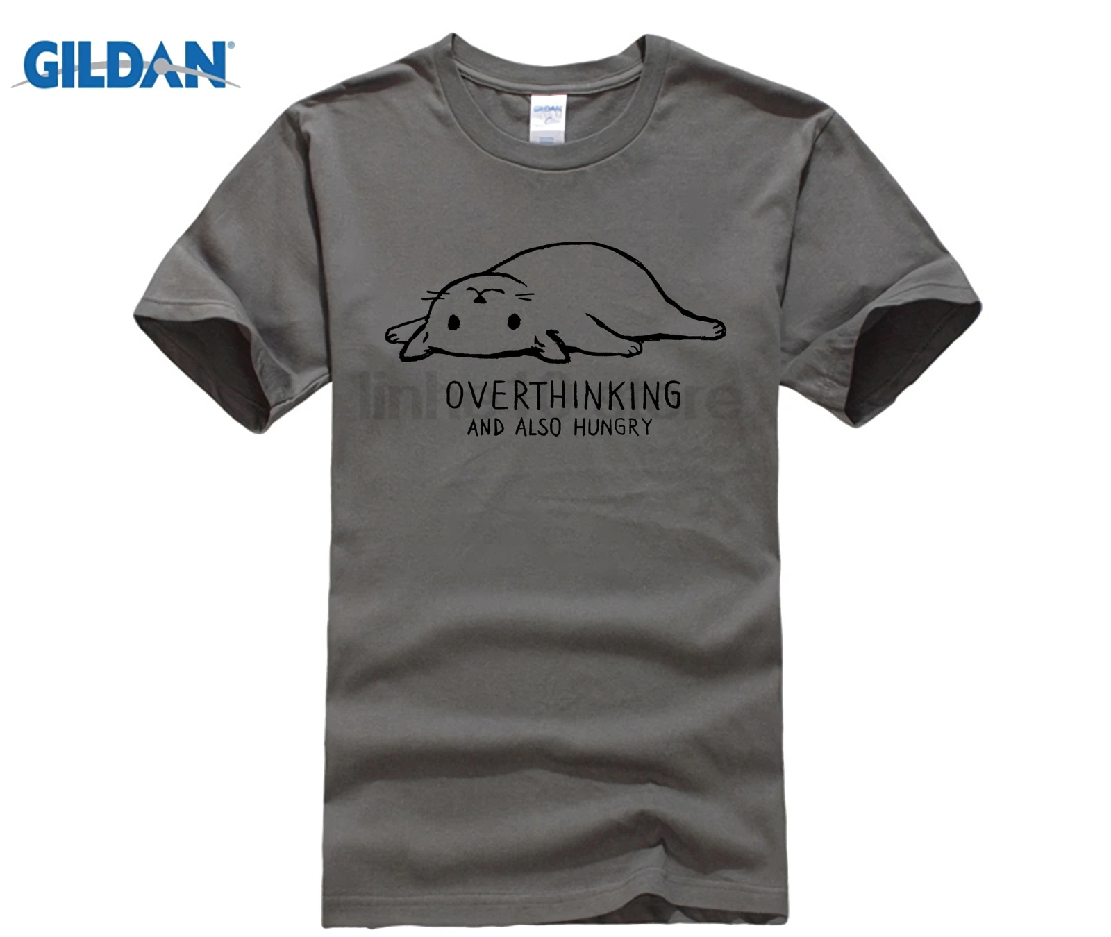 Overthinking and also Hungry   men's T-shirt  Tops Summer Tees Cotton O Neck T-Shirt  Casual Tees 100% Cotton Clothes T Shirt