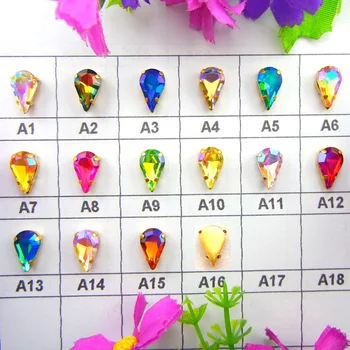 

AB colors Gold claw settings 3*6mm 6*10mm 8*13mm water drop Pear shape glass Crystal Sew on rhinestone beads accessories diy