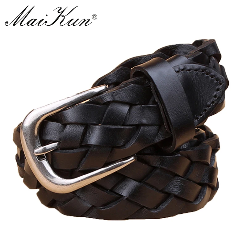 

Women's Genuine Leather Belt Vintage Braided Waist Belt with Pin Buckle