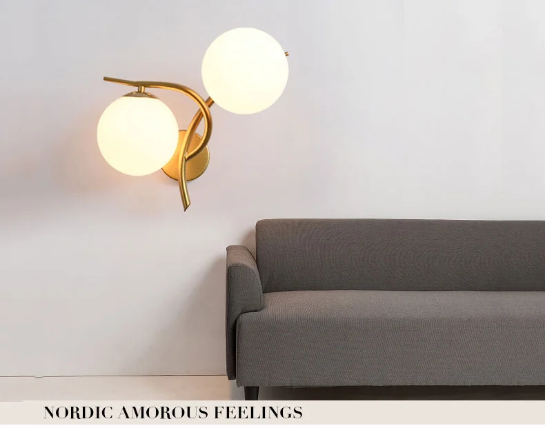 Светодиодный настенный светильник, современный простой светильник для спальни, для помещений, гостиной, коридора, светильник, бар, кофейный стеклянный шар, настенный светильник s E27 bra
