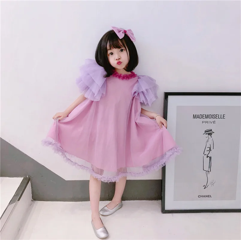 

Kids dress for girls clothes summer ruffles lace petal sleeve design toddler costumes clothing children dresses bebe vestidos