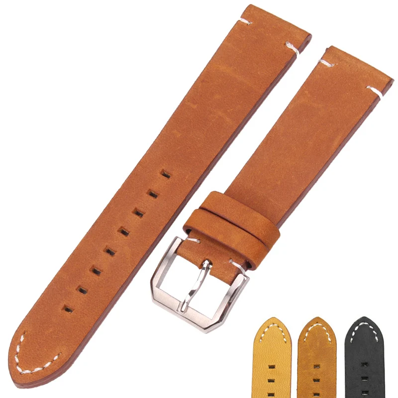 

Italy Calf Leather Watch Strap 20mm 22mm Genuine Leather Watch Band Bracelet With Stainless Steel Pin Buckle For IWC For Omega