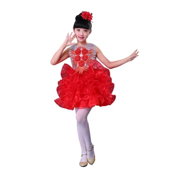 

children performance New modern dance costume salsa dance dress for girls dancing dress of girl kids boy stage costume