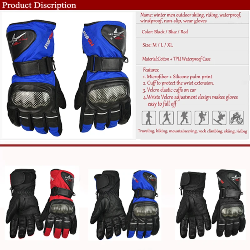 

Windproof motorcycle gloves Waterproof Winter warm Screen Waterproof Racing Gloves Motorcycle Riders Anti Fall Off Gloves