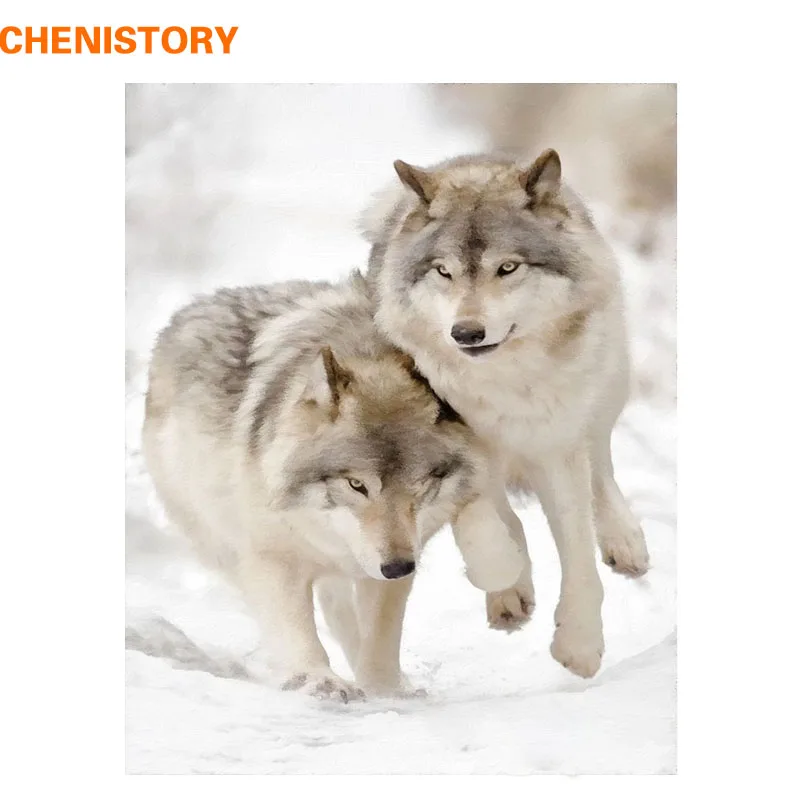 

CHENISTORY Picture Wolves Animals Diy Painting By Numbers Modern Wall Art Canvas Painting Unique Gift For Home Decor 40x50CM