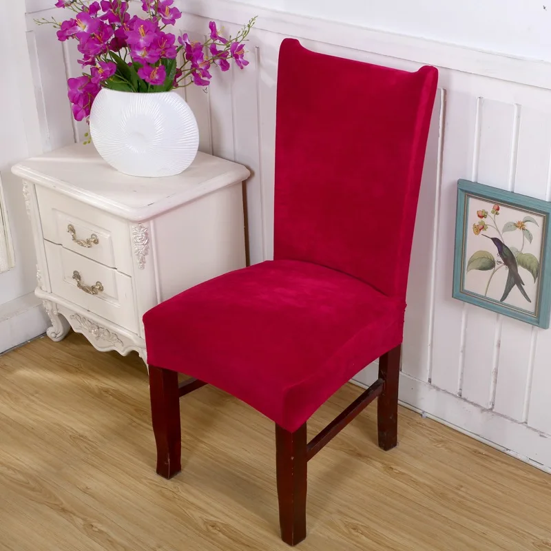 1 pc Soft Spandex Velvet Dining Chair Cover Wedding Party Solid Color