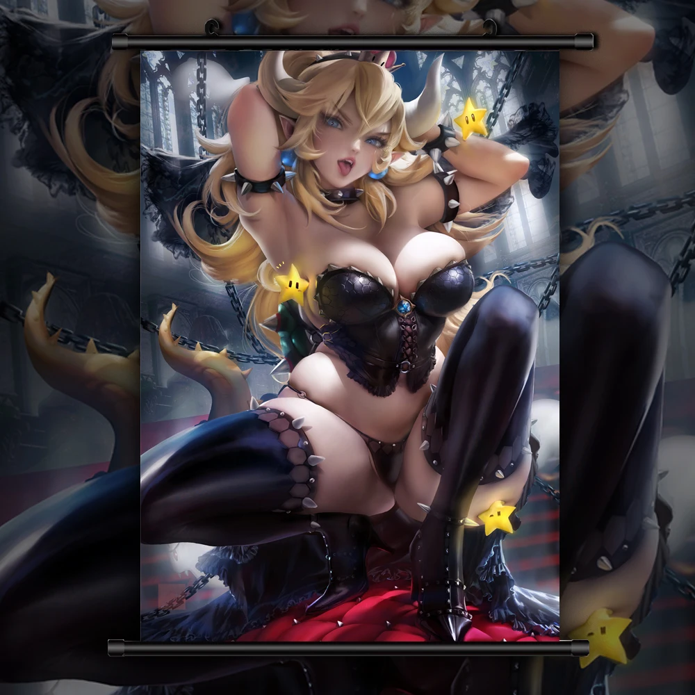 Супер Марио Bros Bowsette Аниме Манга настенный плакат прокрутка | Дом и сад
