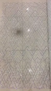 

hot sale sliver SH-6661 with glitter African tulle mesh lace fabric best quality nigerian embroidery net lace fabric