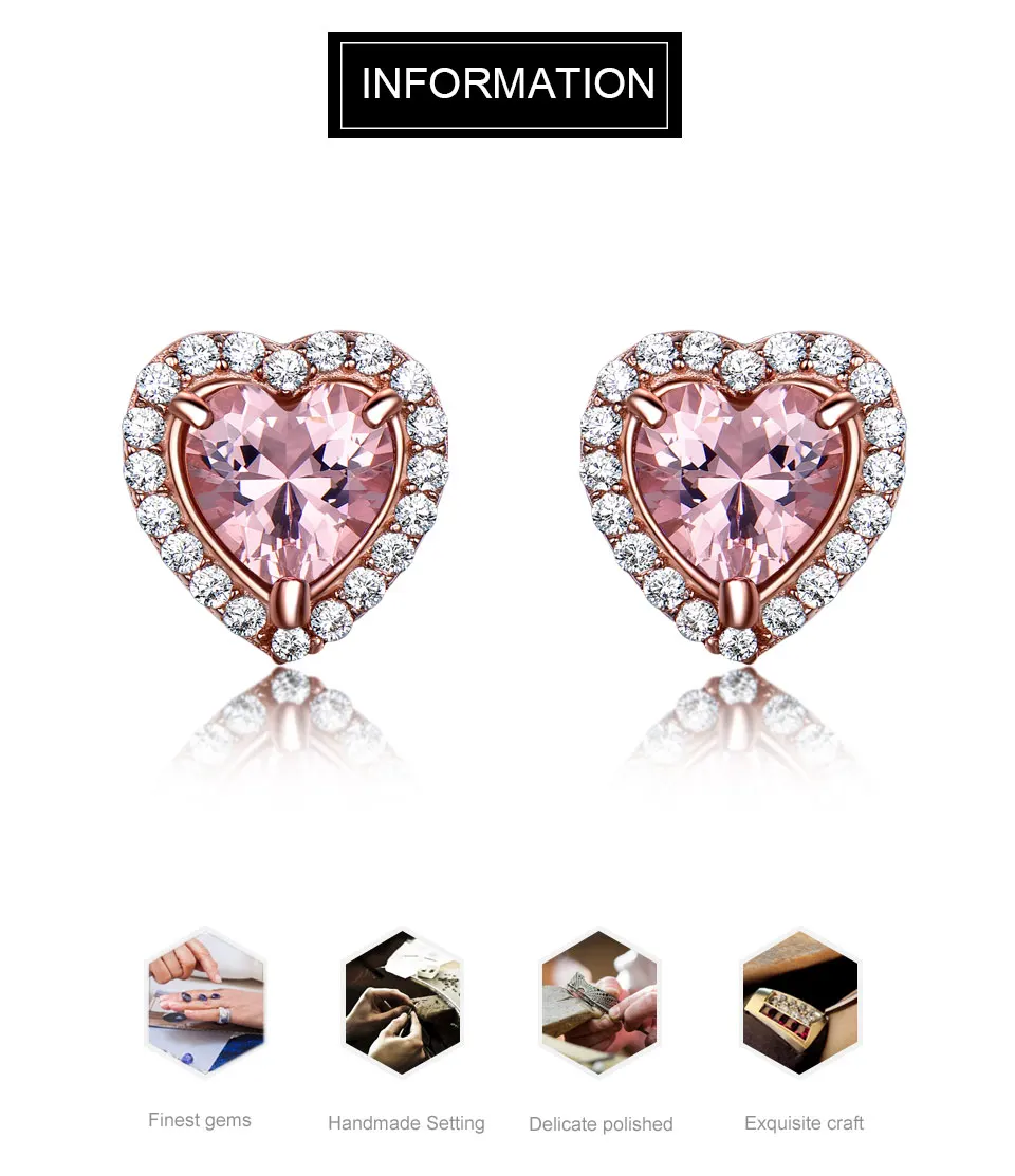 UMCHO розовый морганит драгоценный камень сердце серьги гвоздики для женщин 925 пробы серебряные серьги юбилей Свадебные ювелирные изделия Вечерние