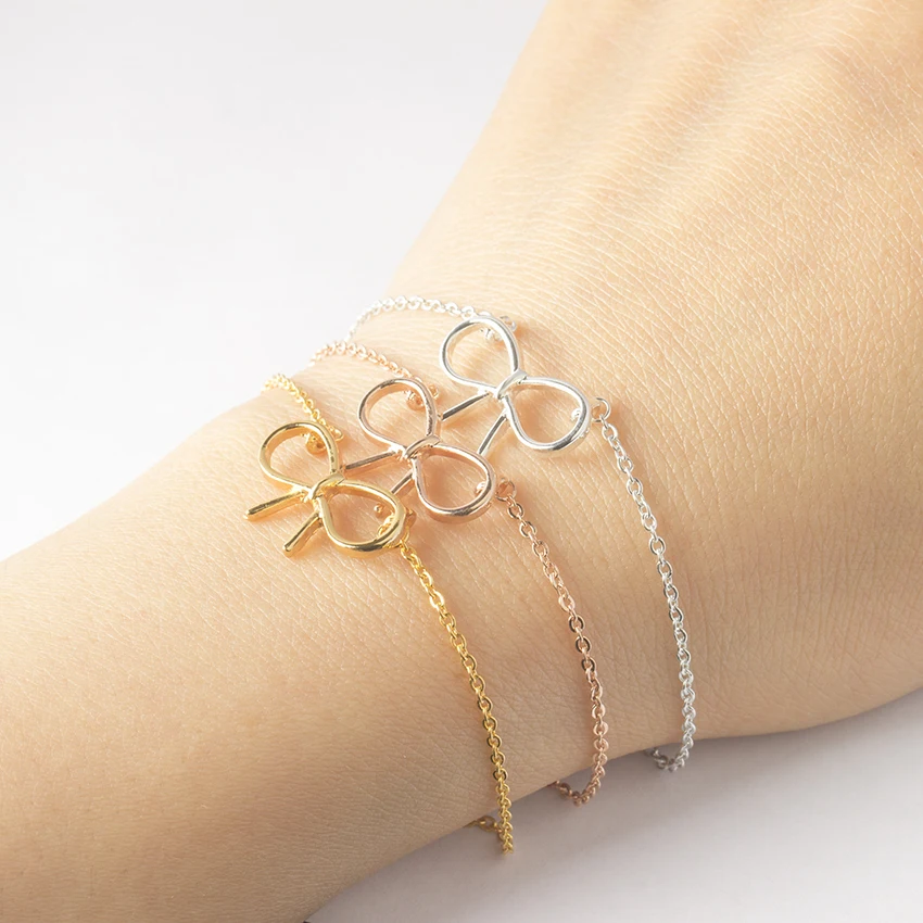 

Vintage Charm Bow Bracelet Rose Gold Color Friendship Bracelets For Women Girls Birthday Gift Tiny Boho Jewelry Pulseras Mujer