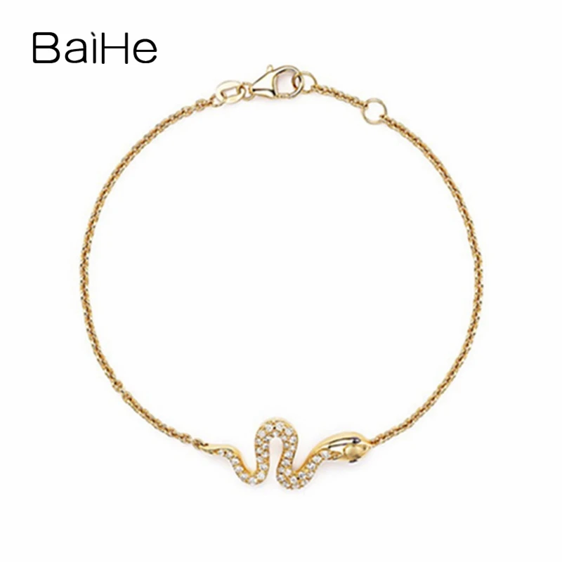BAIHE Твердые 18 К желтого золота 0.22ct сертифицированные H/SI 100% натуральные