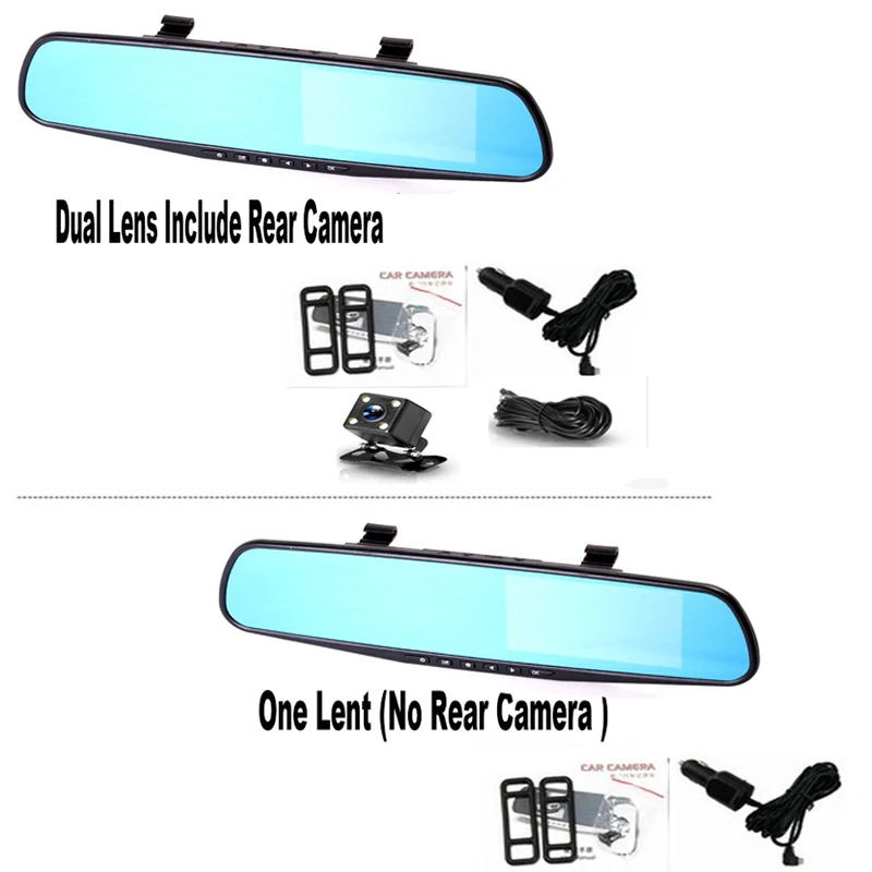 1080P двойной объектив Автомобильный видеорегистратор с функцией ночного видения камера заднего вида регистратор зеркало цифровой видеорегистратор авто видеокамера видеорегистратор