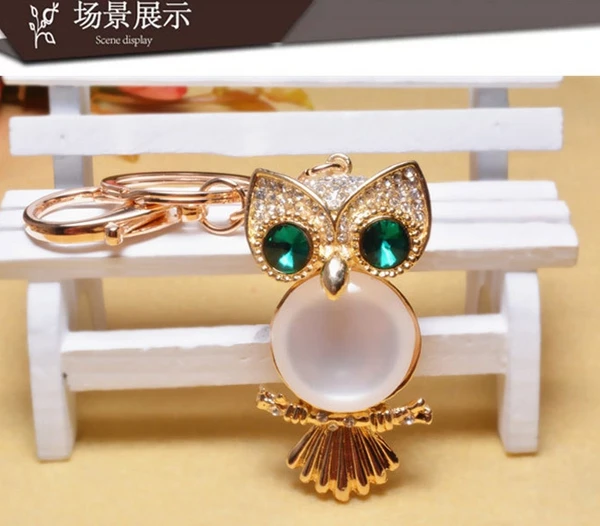 

cute Owl key chains Crystal cat eye rhinestone key chain Charm Purse Handbag Car Key Keyring Keychain