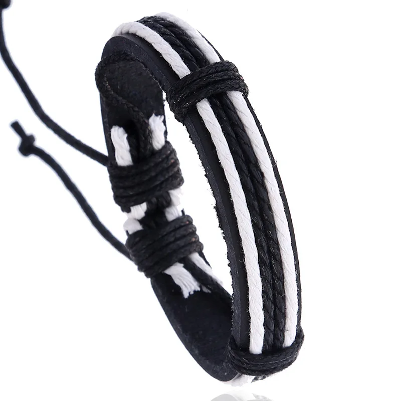 

2019 New Punk Style Fashion Vintage Imitation Leather Bracelet Student Men's Personality Handmade Weaving Adjustable Jewelry