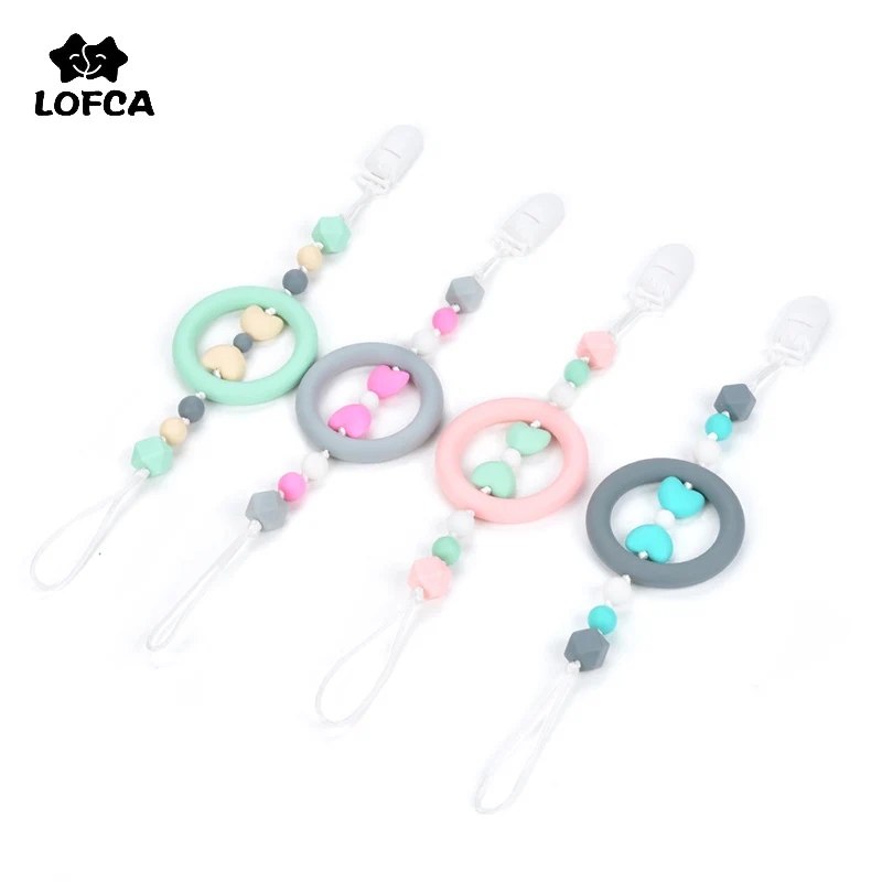 

LOFCA Silicone Heart Pacifier Clip BPA Free Baby Carrier Teething Accessory Baby Teether Toys Chewable Teething Pacifier Chain