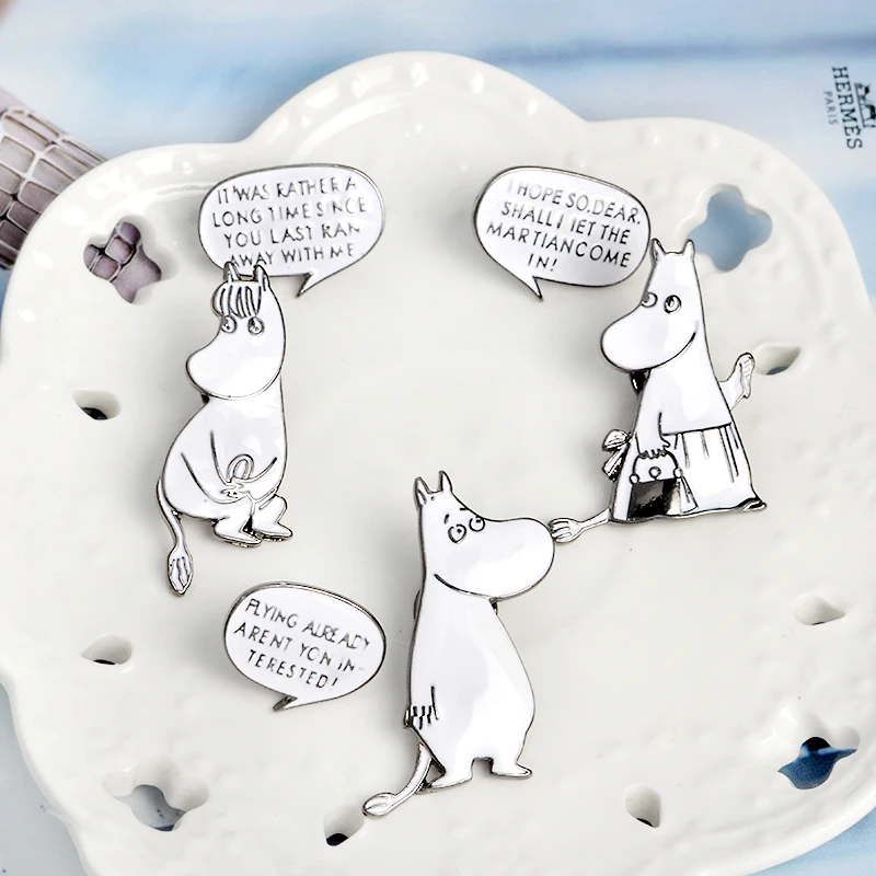 

3 Styles Cartoon Hippo Brooches Button pins Hippopotamus Dialogue Badges Brooches Cute animal Jewelry gift for friend wholesale