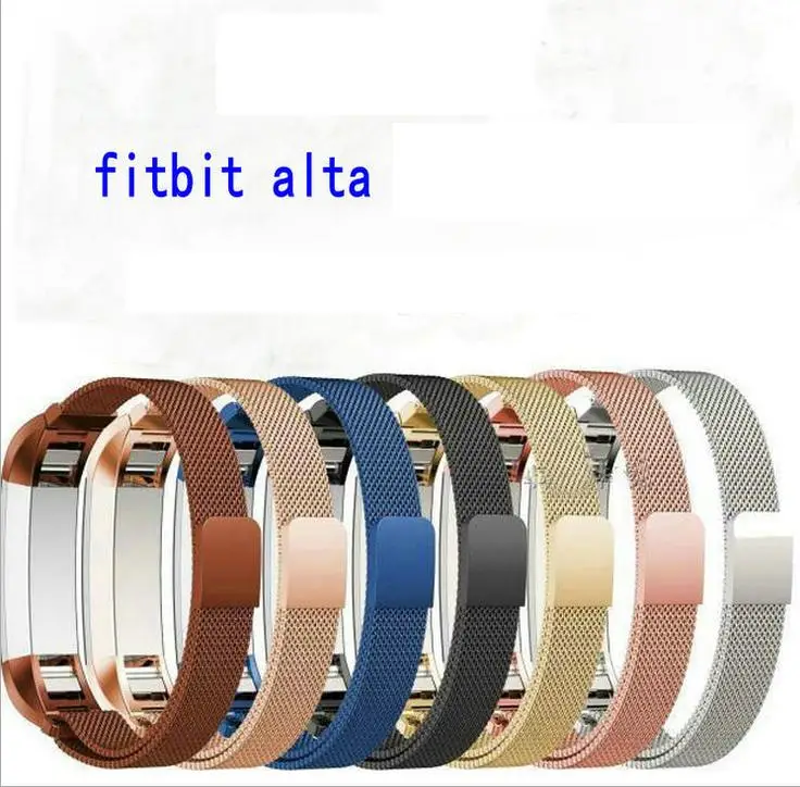 

Milanese Loop Band Replacement Metal Stainless Steel Strap Sport Wristband for Fitbit Alta - Rose Gold blue black silver