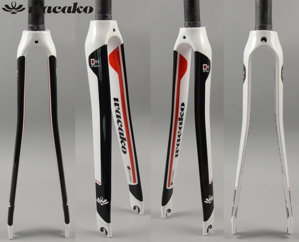 wacako full Carbon Fork New Style Road Bike Fork Bicycle Parts 1-18 700c 424g road bicycle fork Cycling Accessories white