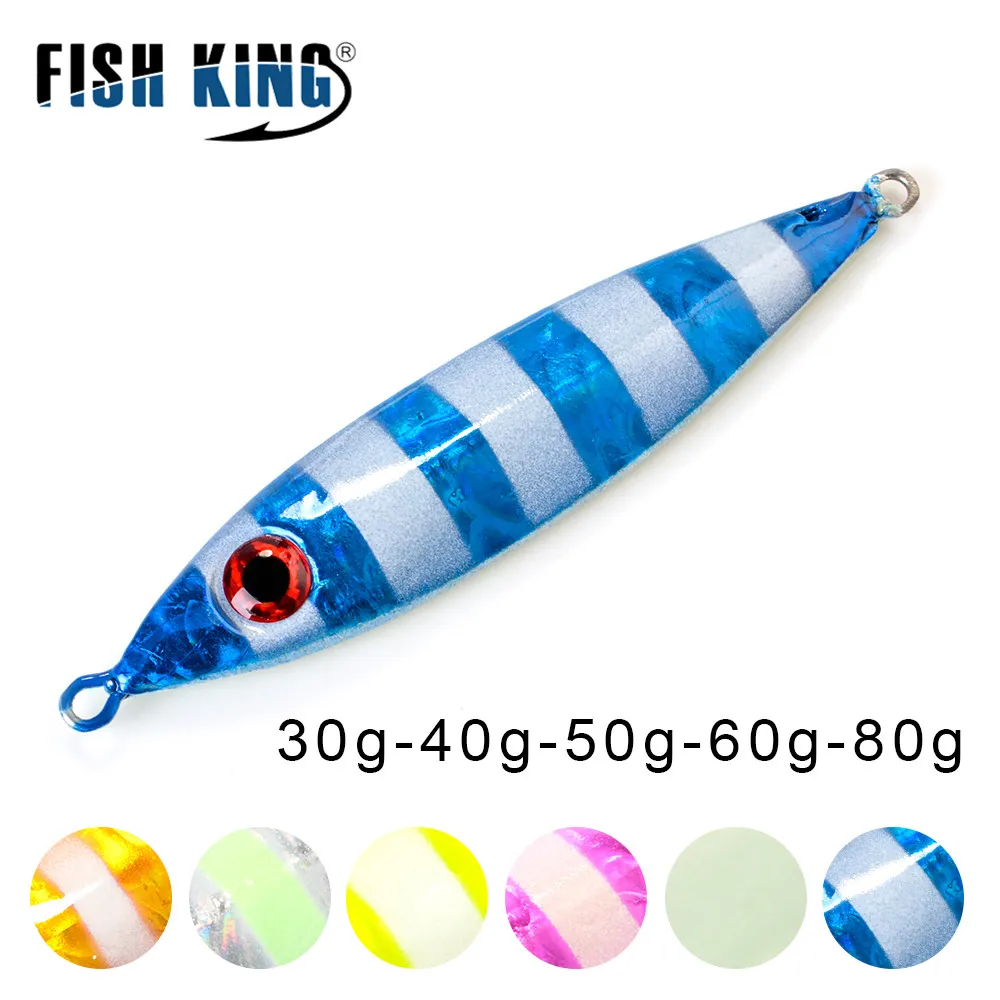 FISH KING 1 шт. 30 г/40 г/60 г 3D глаза Лазерная задняя светящаяся металлическая приманка-джиг блестка нож искусственная жесткая приманка морская рыболовная приманка