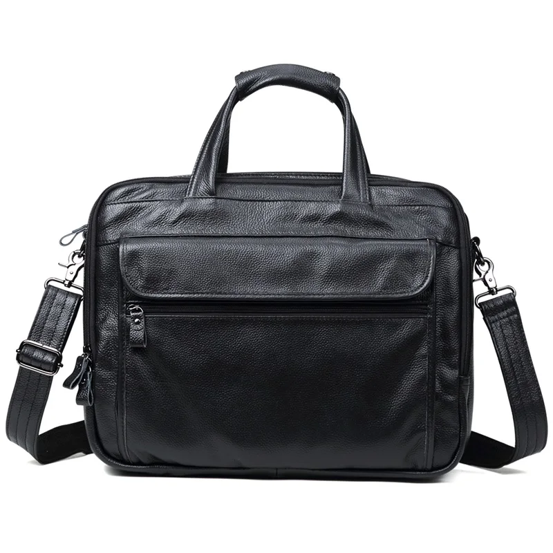 Мужская сумка из натуральной кожи, фирменный дизайн, мужской портфель для ноутбука, деловая сумка из коровьей кожи, мужская сумка на плечо, сумка-мессенджер - Цвет: Black