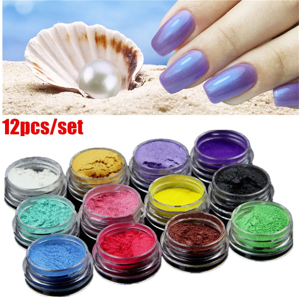 

12Colors/set Nail Art pearl Powder Perfect for Soap Cosmetics Resin Colorant Dye
