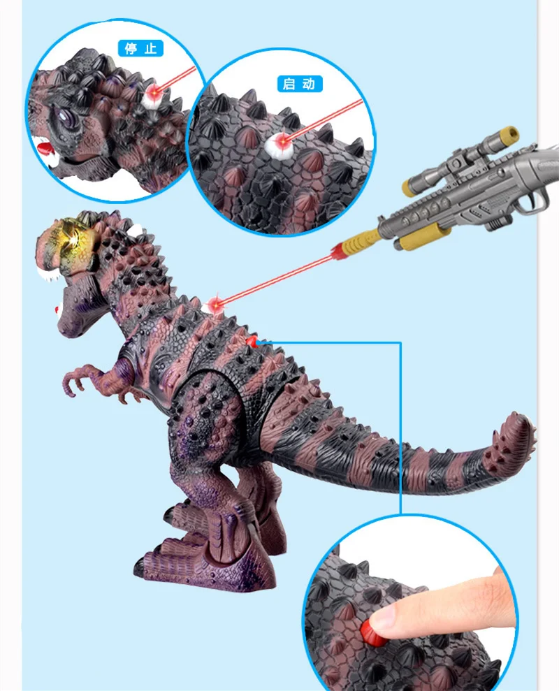 [Горячая] Юрский Мир снайперская винтовка инфракрасный пульт дистанционного управления RC вспышка и Звук T-игрушка Rex фигурка использовать пистолет RC динозавр движущаяся игрушка