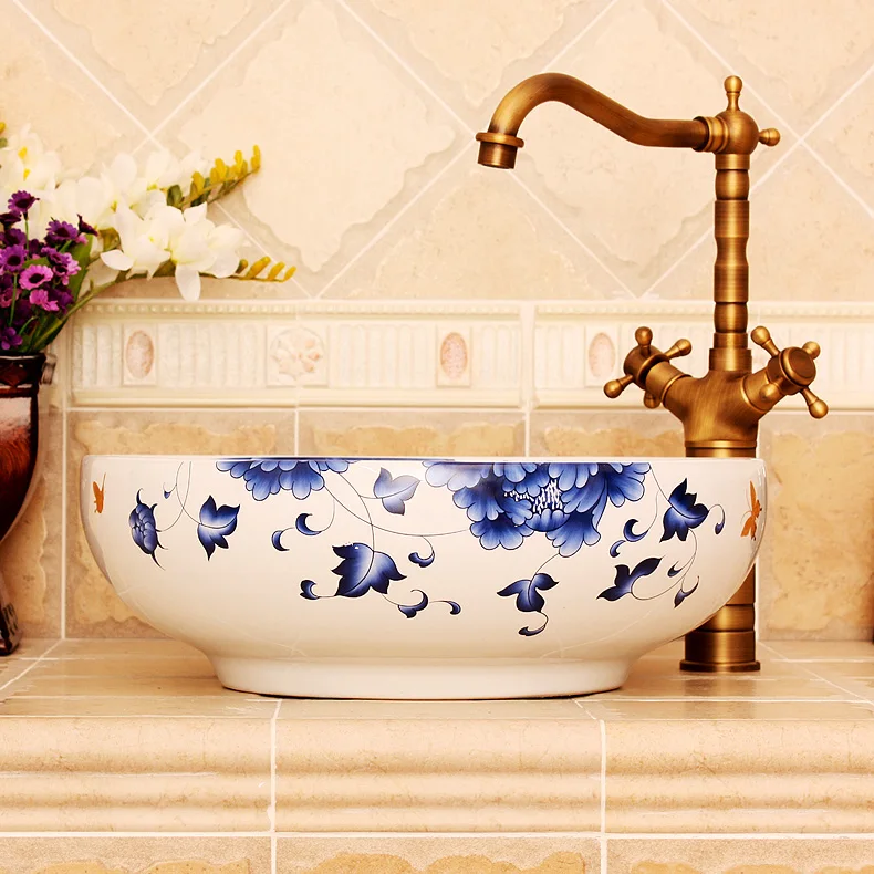 Europe Vintage Style Ceramic Sinks Counter Top Wash Basin Bathroom Sink bathroom vanity wash basins (2)