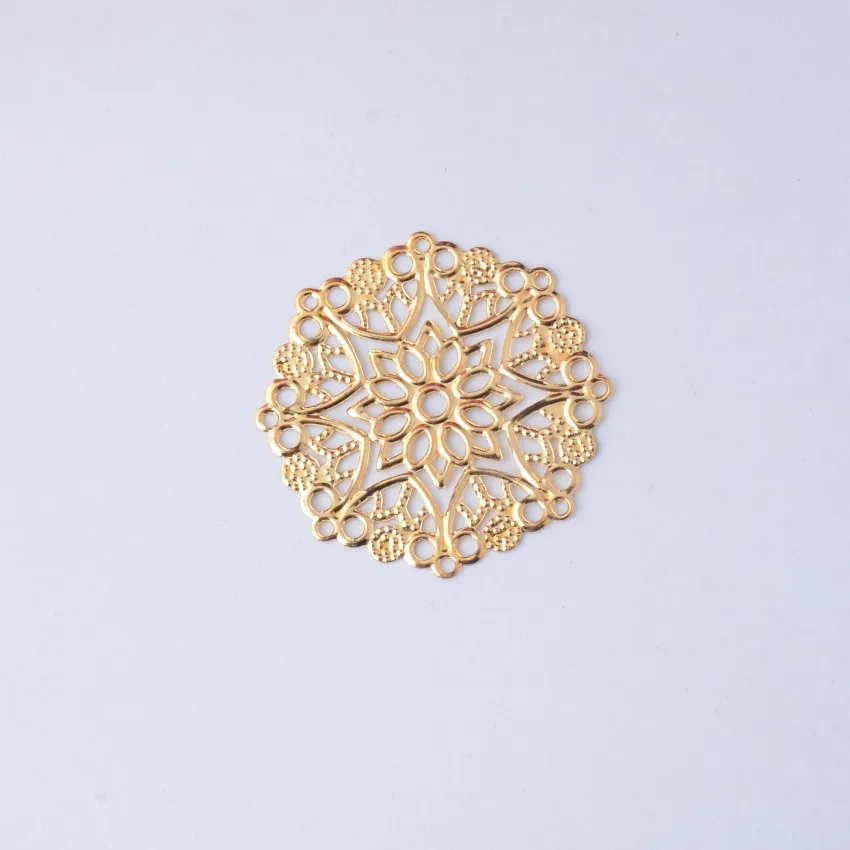 

Free shipping Retail 30Pcs Embellishment Findings Flower Gold Plated Hollow Metal Crafts Decoration DIY 3.5cm F0415x3