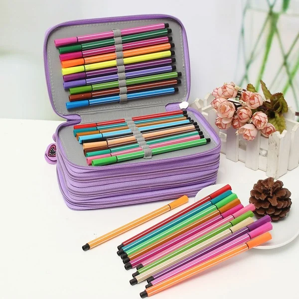 72 держателя большой емкости чехол-карандаш для художественных акварельные ручки цветная ткань Оксфорд сумка для карандашей коробка школьные канцелярские принадлежности