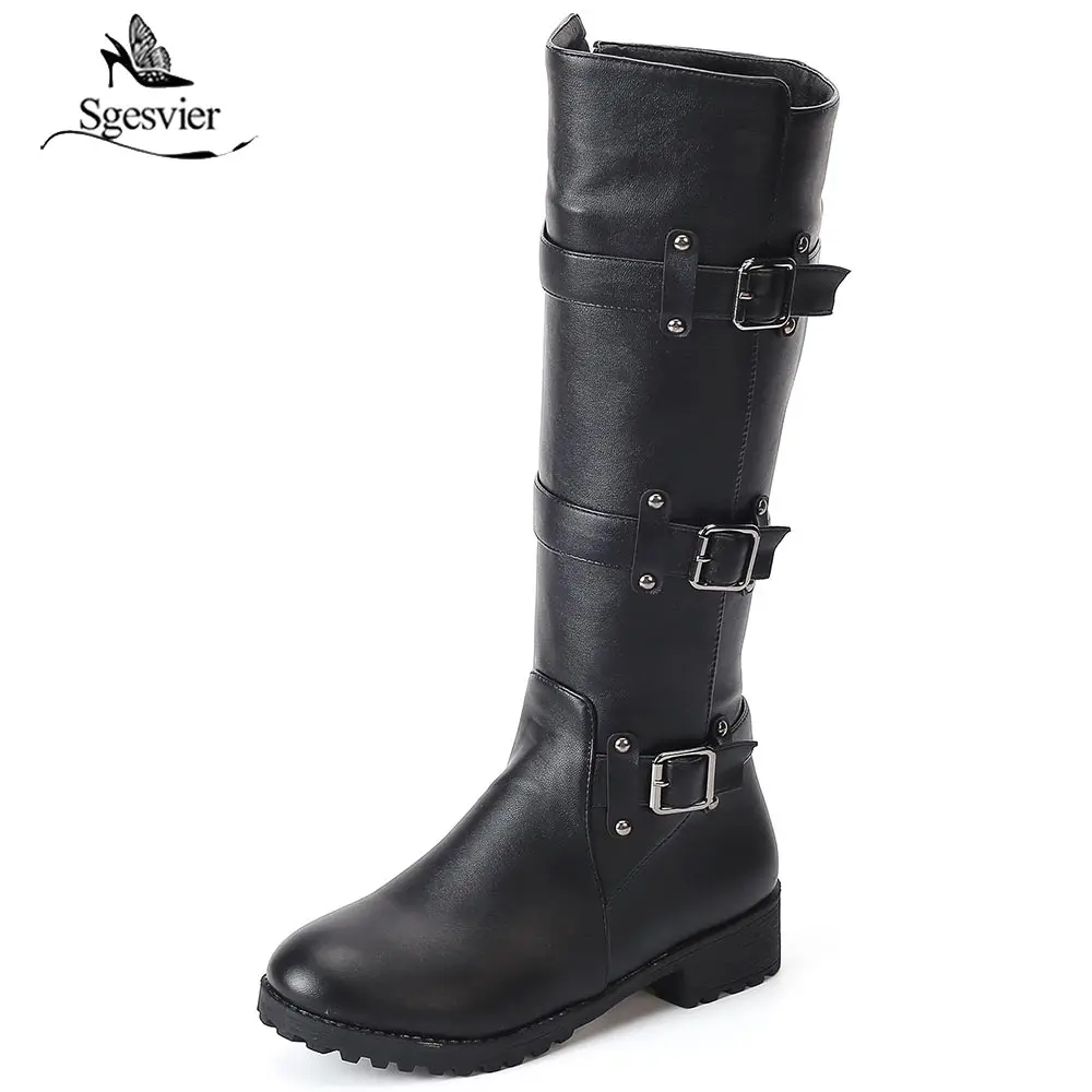 Sgesvier women casual boots Riding Equestrian Shoes Winter Women Buckle